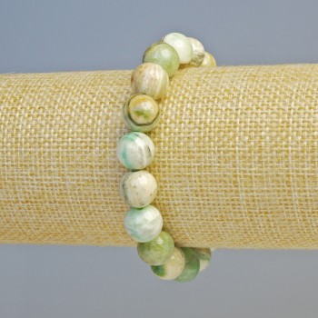 Bracelet Chrysoprase (synthetic acrylic) Smooth Beads, 10mm diameter ±, Stretch, 18 cm length