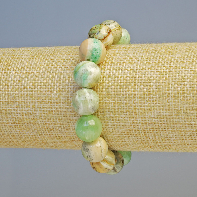 Chrysoprase Imitation Bracelet, Acrylic Beads, Smooth Round Beads, 12 mm Diameter ±, Stretch, 18 cm Length