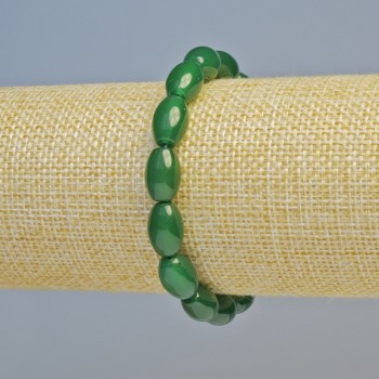 Chrysoprase bracelet, natural stone, oval, 8×12 mm ± (stretch), length 18 cm+