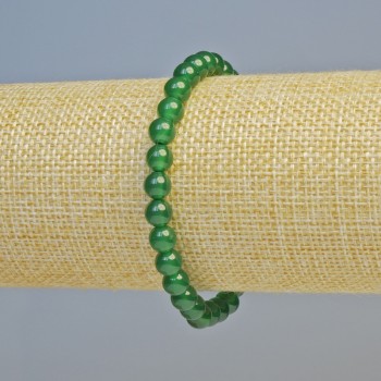 Chrysoprase Bracelet, Natural Stone, Smooth Bead, 6 mm Diameter ± (Stretch), Length 18 cm+