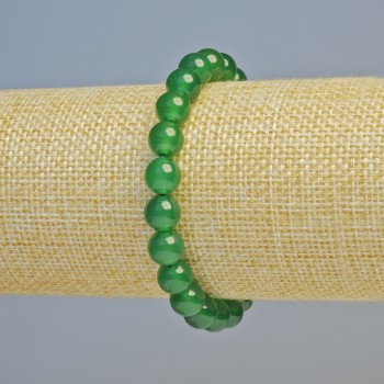 Chrysoprase Bracelet - Natural Stone, Smooth Beads, 8 mm Diameter ± (Stretch), 18 cm Length