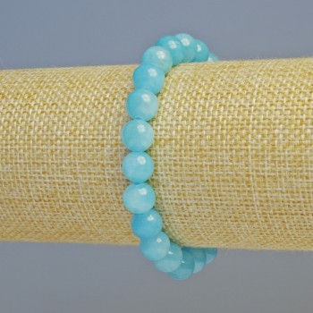 Bracelet 'Aquamarine' (artificial acrylic) smooth beads, 8.5 mm diameter ±, stretch, length 18 cm