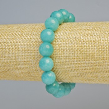 Aquamarine Bracelet with natural stone, smooth bead, 12 mm diameter ± (stretch), length 18 cm+