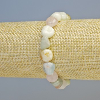 Morganite bracelet, natural stone, faceted beads, diameter 10x11 mm ± (stretch), length 18 cm+