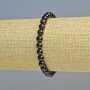 Black Agate Bracelet with natural stone, smooth beads, diameter 6 mm ± (stretch), length 18 cm+