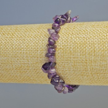 Amethyst Bracelet with Natural Stone Chips, 8x3 mm ± (Stretch), Length 18 cm
