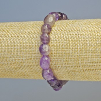 Amethyst natural stone faceted bracelet, diameter 9x10mm± (stretch), length 18cm+