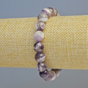 Amethyst Bracelet, natural stone smooth bead, diameter 10mm ± (stretch), length 18cm+