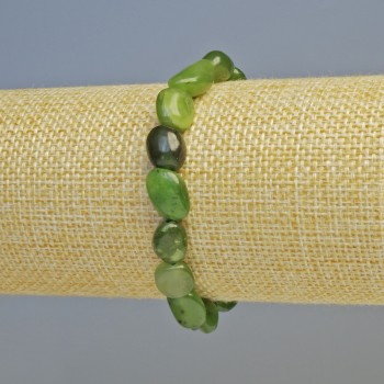 Bracelet Canadian Jadeite Natural Stone Faceted Beads, Diameter 9x12 mm ± (Stretch), Length 18 cm+