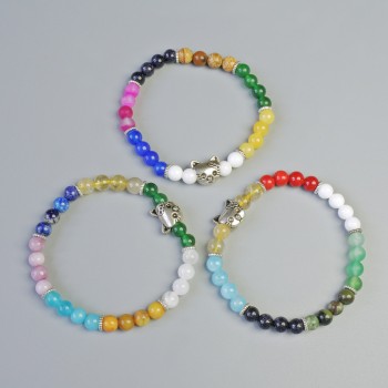 Bracelet Assortment: Smooth Bead, 6mm diameter ± (stretch), length 18cm ± with metal inserts