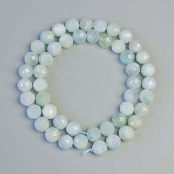 Aquamarine Beads, natural stone, faceted beads, diameter 8mm ±, length 39cm ± on thread
