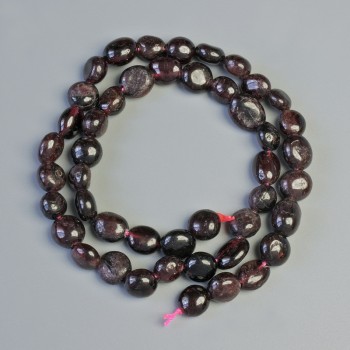 Garnet beads, natural gemstone, faceted rondelle, diameter 8x9 mm+-, length 39 cm+- on thread