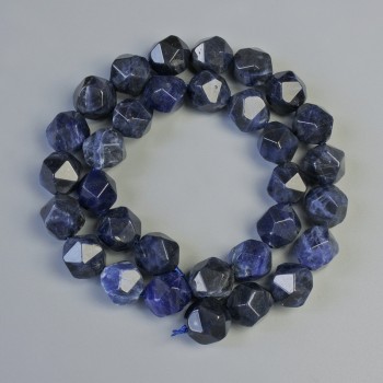 Sodalite beads, natural gemstone, faceted, size about 10.5×12 mm, length about 38 cm on thread