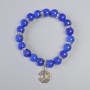 Lapis Lazuli Bracelet (synthetic acrylic) Smooth beads, 10.5 mm diameter ± (stretch), length 18 cm ± with metal inserts