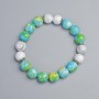 Bracelet 'Variscite' (artificial acrylic) and White Agate (pressed), 10 mm diameter, 10.5 mm ± (stretch), length 18 cm ± with metal inserts