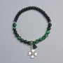 Bracelet of green cat's eye and shungite, diameter 6.5 mm, 6.5×3 mm ± (stretch), length 18 cm ± with metal inserts
