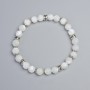 Bracelet with Mother-of-Pearl Smooth Beads, 7.5 mm Diameter ± (stretch), Length 18 cm ± with metal inserts