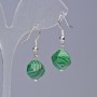 Malachite Earrings (Pressed) Faceted, diameter 10x12mm ±, length 32mm+