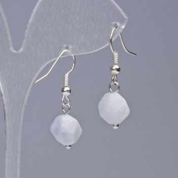 Aquamarine Earrings, natural gemstone, faceted, diameter 9x10 mm,+-, length 31 mm+-