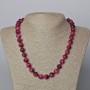 Crimson Cat's Eye Necklace with natural stone smooth beads, diameter 10.5 mm, length 45-49 cm