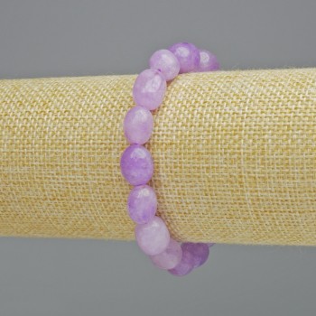 Bracelet Lavender Amethyst natural stone faceted, diameter 9×12mm ± (stretch), length 18cm+