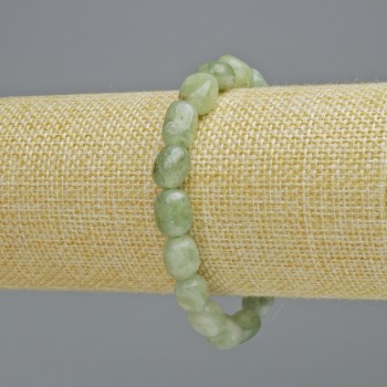 Jadeite natural stone bracelet with faceted beads, diameter 7x11 mm ± (stretch), length 18 cm+