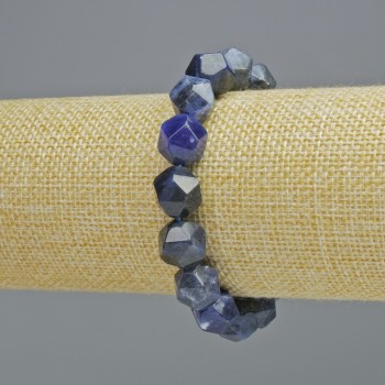 Sodalite Bracelet, Natural Stone, Faceted, diameter 10.5 x 12 mm +/- (stretch), length 18 cm+