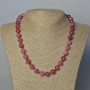 Rubellite Tourmaline Necklace with Natural Stone, Smooth Beads, Diameter 10.5 mm, Length 45–49 cm