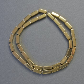 Gold-Colored Rectangular Hematite Beads, 10x4 mm, 42 cm Strand