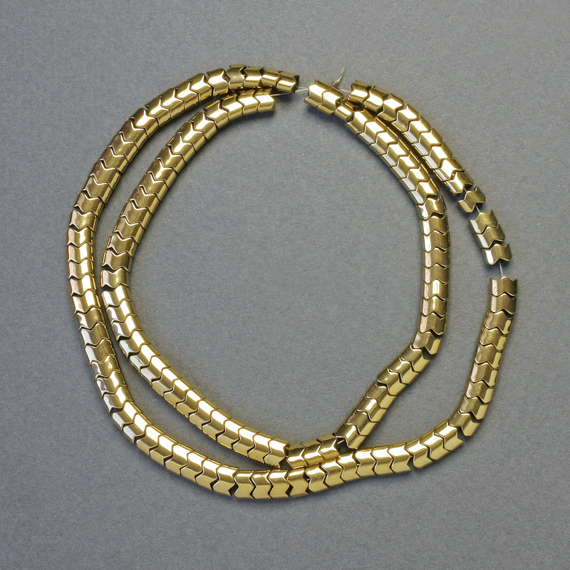 Hematite Beads – Snake Zigzag Wave, Gold Color, Diameter 5x4x3 mm, Length 41 cm, Strand