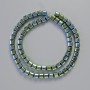 Hematite Beads Cube-Shaped Green Chameleon Color, Diameter 6x6 mm, Length 41 cm, Strand