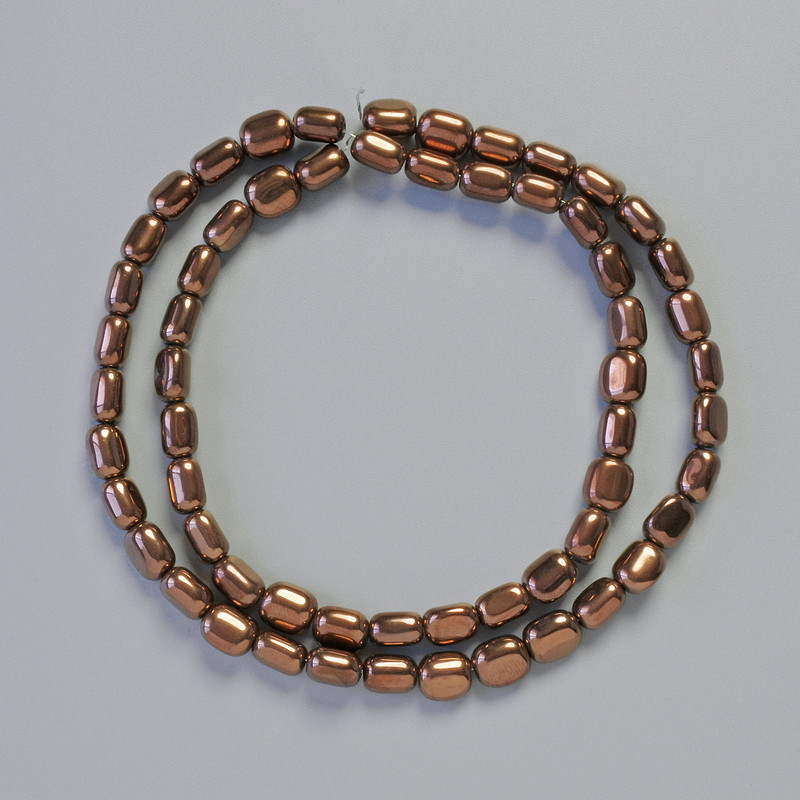Oval copper hematite beads, 7x6 mm, 40 cm strand