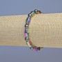 Gasoline-colored hematite bracelet with bicones, 13×7 mm ±, and black beads, 6 mm ±, 18 cm length, stretch bracelet