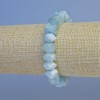 Faceted Aquamarine Bracelet, Rondelle Beads, 10×6 mm, 18 cm, Stretch, Handmade