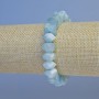 Faceted Aquamarine Bracelet, Rondelle Beads, 10×6 mm, 18 cm, Stretch, Handmade