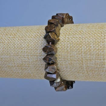 Bronzite Bracelet with Faceted Rondelles, 10x7 mm, 18 cm, Stretch