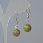 Unakite Earrings, smooth ball, 11 mm diameter ±, 30 mm length ±