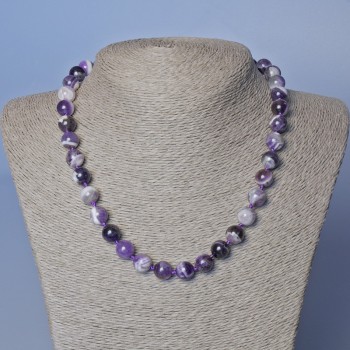 Chevron Amethyst Beads Natural Stone, diameter 10 mm, length 48 cm