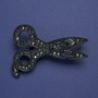 Brooch-pendant 'Scissors' with black enamel and crystals, silver-tone metal 54x39mm+