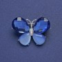 Brooch-Pendant 'Butterfly' with Blue Crystals and Light Blue Cat's Eye, Silver Metal Color, 22x27mm+