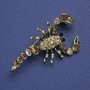 Scorpion Brooch with Golden Rhinestones and Gasoline-Gold Metal Color 47×25 mm +