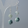 Moss Agate Earrings, natural stone, faceted, diameters 10x9 and 12x11 mm, length about 4 cm, with ear hook