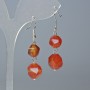 Carnelian Earrings, Natural Stone, Faceted, Diameters 10x9 mm and 12x11 mm, Length approx. 4 cm, with Ear Wire