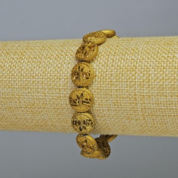 Hematite bracelet 'Tree' matte gold color, diameter 12×4.5 mm, length 18 cm +/- (stretch)