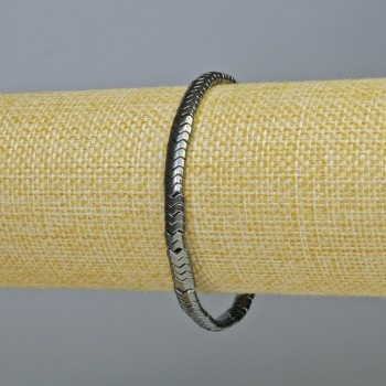 Hematite Bracelet Snake Zigzag Wave, Black Color, diameter 5x3x2mm+-, length 18cm+- (stretch)