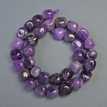 Amethyst Beads, Natural Stone, Cube-Cut, 11x11 mm, 40 cm length on thread