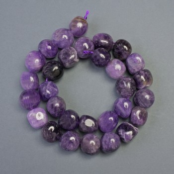 Amethyst beads, cube-cut natural stone, 14x14 mm diameter, about 40 cm long on thread