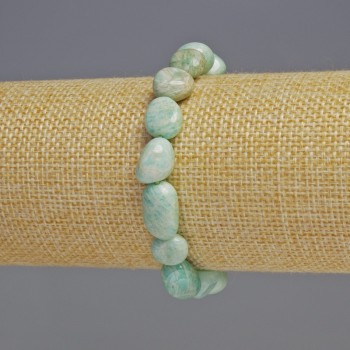 Amazonite bracelet, natural stone, faceted beads, diameter 10×12×5 mm ±, length 18 cm ±, stretch