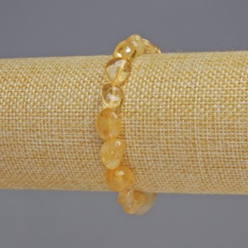 Citrine Bracelet with natural faceted stone, 8×8×5 mm diameter, 18 cm stretch