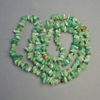 Green Agate Beads on a Thread, Natural Stone Chip, Diameter 5x2 mm, Length 82 cm
